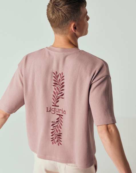 ASOS DESIGN super heavyweight boxy oversized T-shirt with back spine print in pink - view 1