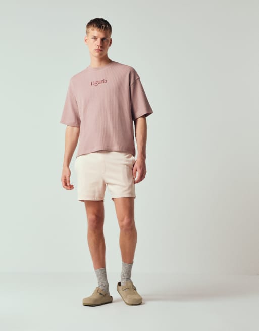 ASOS DESIGN super heavyweight boxy oversized t-shirt with back spine print in pink, 2 of 7