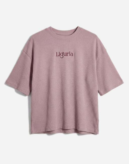 ASOS DESIGN super heavyweight boxy oversized t-shirt with back spine print in pink, 6 of 7