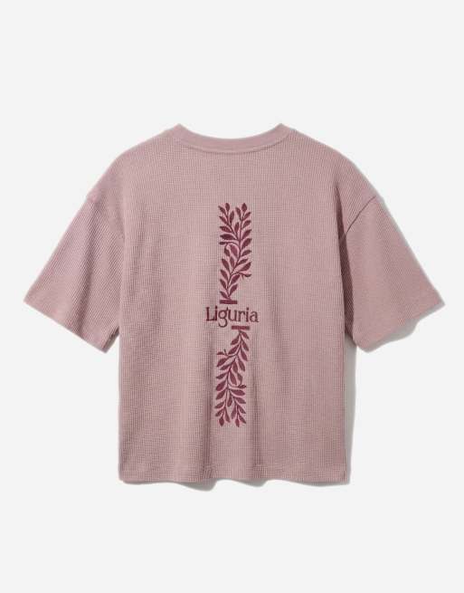 ASOS DESIGN super heavyweight boxy oversized t-shirt with back spine print in pink, 7 of 7