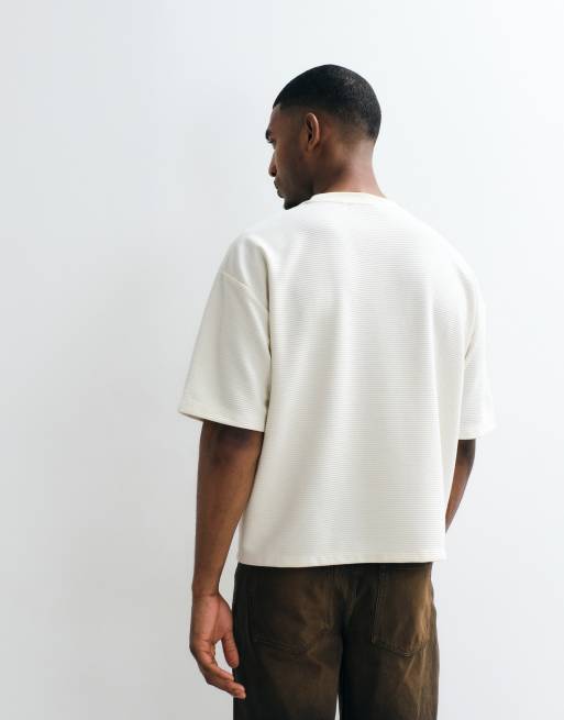 ASOS DESIGN super heavyweight boxy oversized T-shirt with soccer graphic in white ribbed fabric, 4 of 5
