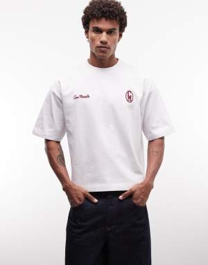 ASOS DESIGN super heavyweight boxy oversized t-shirt with text back print in white
