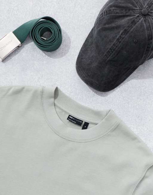 ASOS DESIGN super heavyweight crew neck t-shirt in light green , 2 of 6