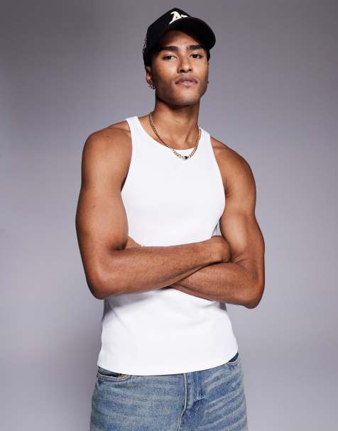 ASOS DESIGN super heavyweight muscle fit rib knit tank top in white - view 1