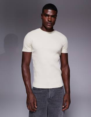 Asos Design Super Heavyweight Muscle Fit T-shirt In Neutral