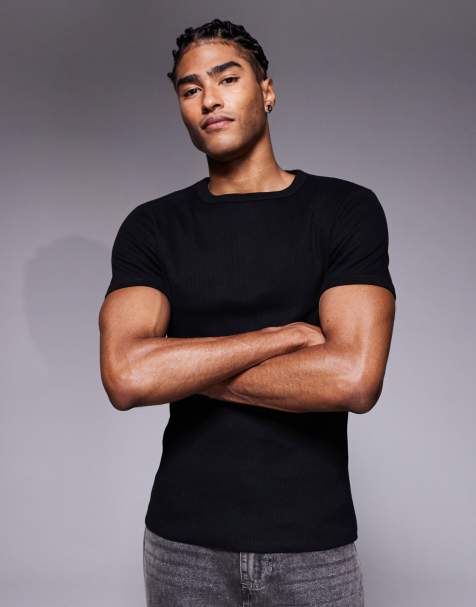 ASOS DESIGN super heavyweight muscle fit t-shirt in black rib - view 1
