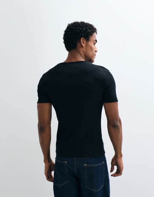 ASOS DESIGN super heavyweight muscle fit t-shirt in black rib, 4 of 5