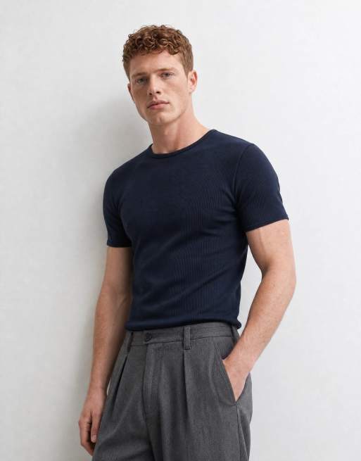 ASOS DESIGN super heavyweight muscle fit T-shirt in navy rib, 10 of 10
