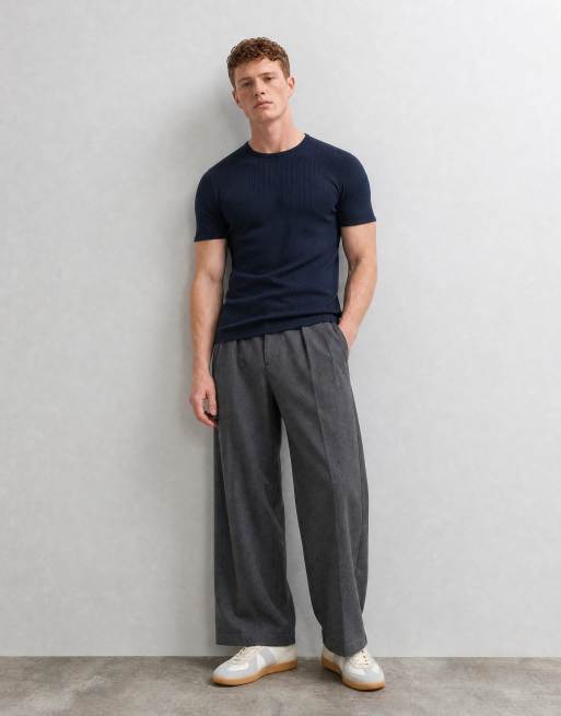 ASOS DESIGN super heavyweight muscle fit T-shirt in navy rib, 8 of 10