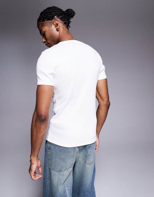 ASOS DESIGN super heavyweight muscle fit t-shirt in white rib  , 4 of 4