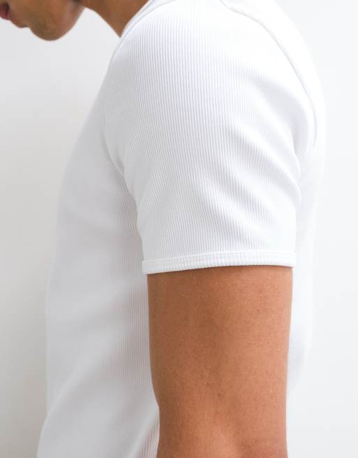 ASOS DESIGN super heavyweight muscle fit t-shirt in white rib, 4 of 5