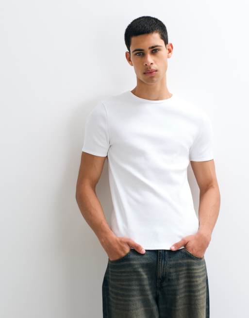 ASOS DESIGN super heavyweight muscle fit t-shirt in white rib, 5 of 5