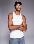 [ASOS DESIGN] ASOS DESIGN super heavyweight muscle singlet in white rib S WHITE