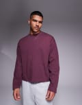 [ASOS DESIGN] ASOS DESIGN super heavyweight oversized boxy long sleeve t-shirt in dark brown S DECADENT CHOCOLATE