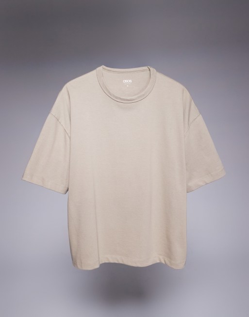 ASOS DESIGN super heavyweight oversized boxy t-shirt in stone  , 2 of 5