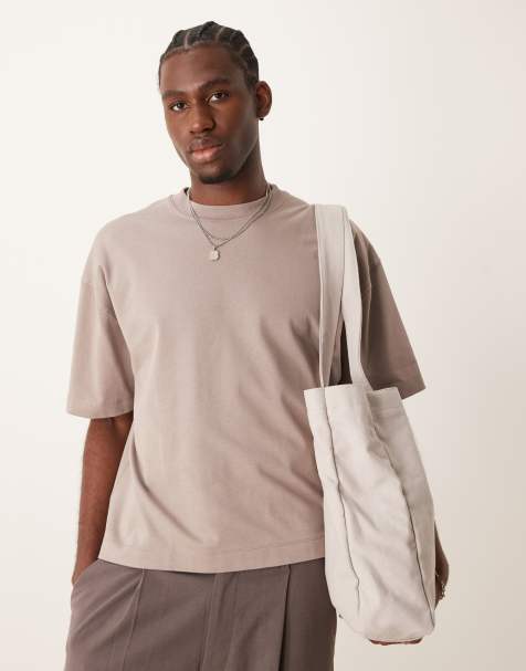 ASOS DESIGN super heavyweight oversized boxy t-shirt in stone - view 1