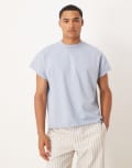 [ASOS DESIGN] ASOS DESIGN super heavyweight oversized cap sleeve t-shirt in blue L BLUE BLIZZARD