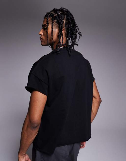 ASOS DESIGN super heavyweight oversized sleeveless t-shirt in black  , 3 of 4