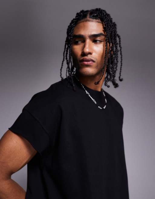 ASOS DESIGN super heavyweight oversized sleeveless t-shirt in black  , 4 of 4