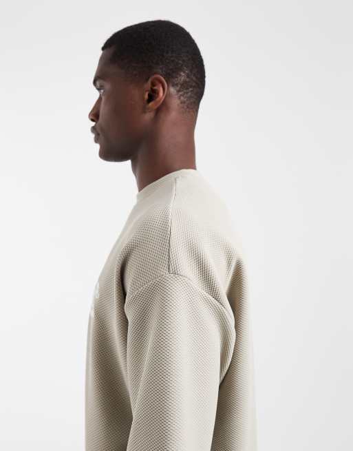 ASOS DESIGN super heavyweight oversized t-shirt co-ord with chest embroidery in grey textured fabric, 4 of 5