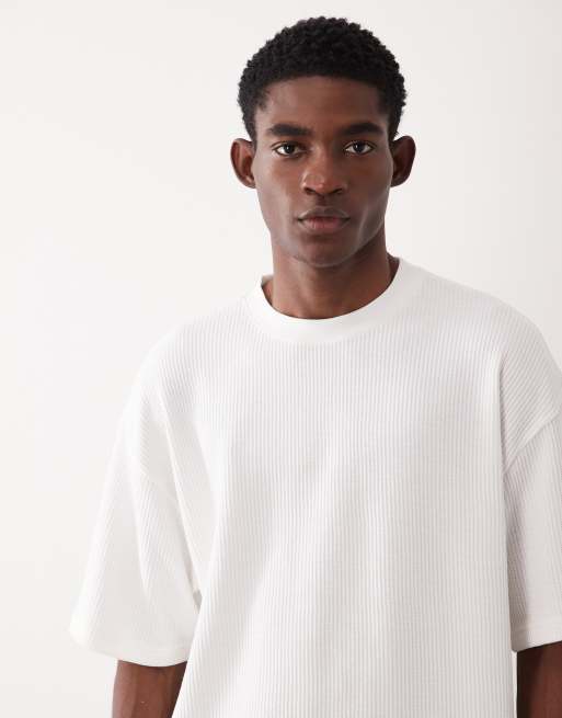 ASOS DESIGN super heavyweight oversized t-shirt in cream waffle, 5 of 5