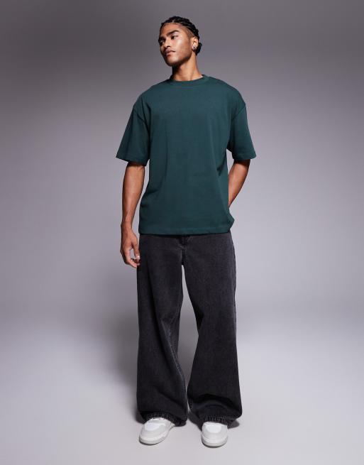 ASOS DESIGN super heavyweight oversized t-shirt in dark green   , 2 of 5