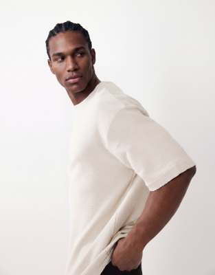 Asos Design Super Heavyweight Oversized T-shirt In Nude