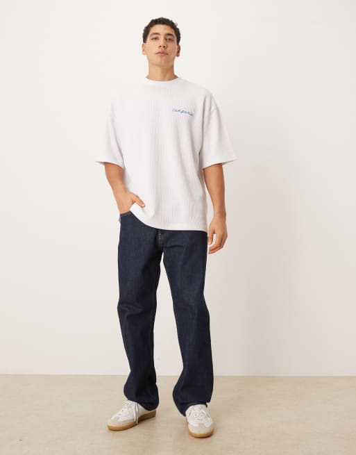 ASOS DESIGN super heavyweight oversized t-shirt with lemon graphic and embroidery in white waffle, 2 of 5