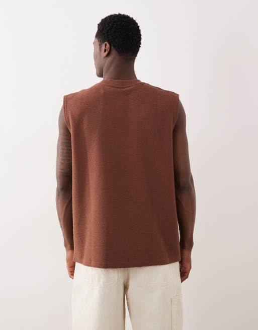 ASOS DESIGN super heavyweight oversized tank in brown texture, 3 of 5