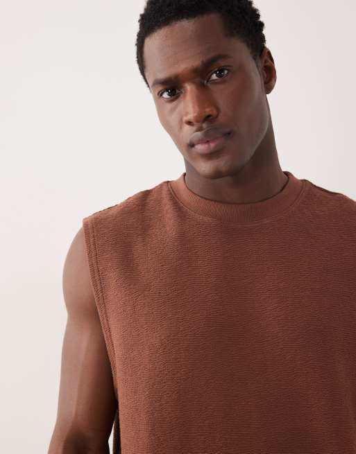 ASOS DESIGN super heavyweight oversized tank in brown texture, 5 of 5