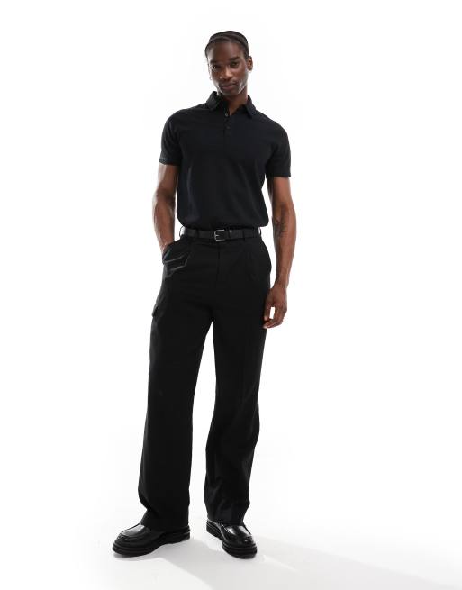 ASOS DESIGN super heavyweight polo in black , 2 of 4
