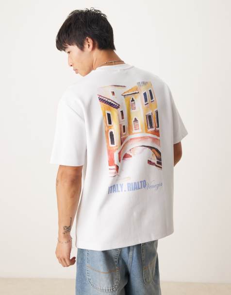 ASOS DESIGN super heavyweight premiumrelaxed t-shirt with Italy graphic in white - view 1