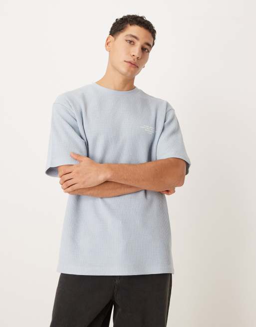 ASOS DESIGN super heavyweight relaxed t-shirt with text graphic in blue texture, 3 of 5