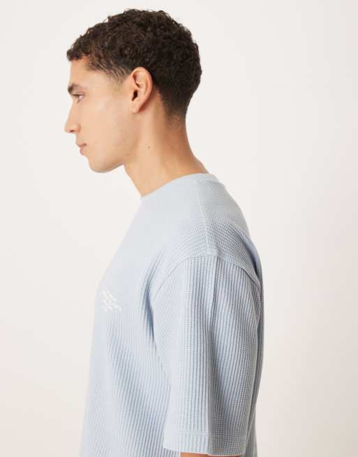 ASOS DESIGN super heavyweight relaxed t-shirt with text graphic in blue texture, 5 of 5