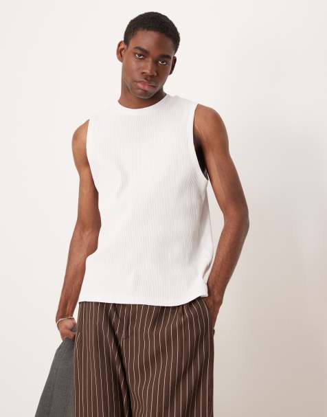 ASOS DESIGN super heavyweight rib crew neck tank in white - view 1