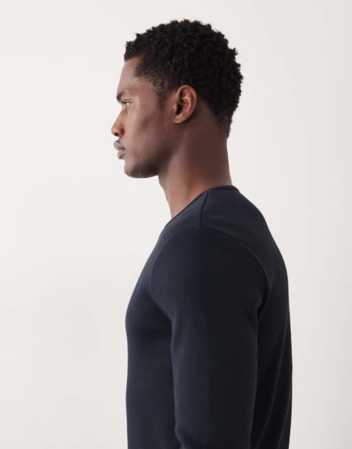 ASOS DESIGN super heavyweight slim long sleeve t-shirt in navy rib, 4 of 5