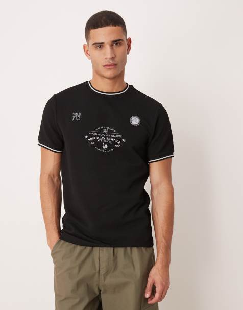 ASOS DESIGN super heavyweight t-shirt with contrast trims and sports graphic in black - view 1