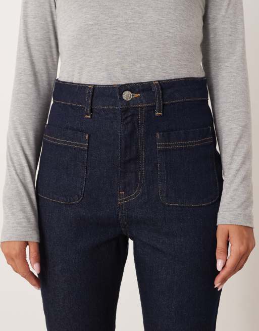 ASOS DESIGN super high waist flare jeans with comfort stretch in indigo, 5 of 5