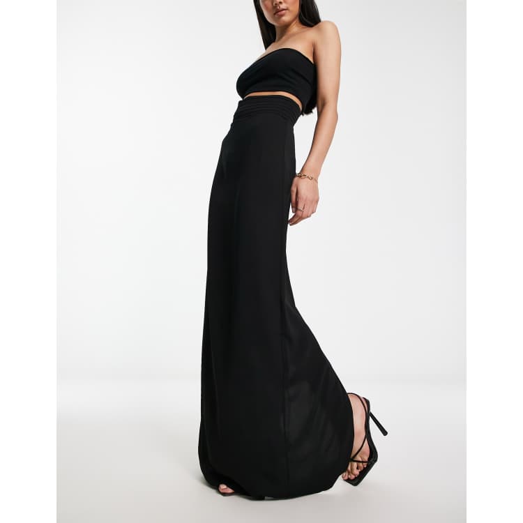 ASOS DESIGN super high waist maxi pencil skirt with pleated