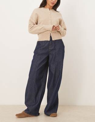 Asos Design Super High Waisted Balloon Jeans In Blue