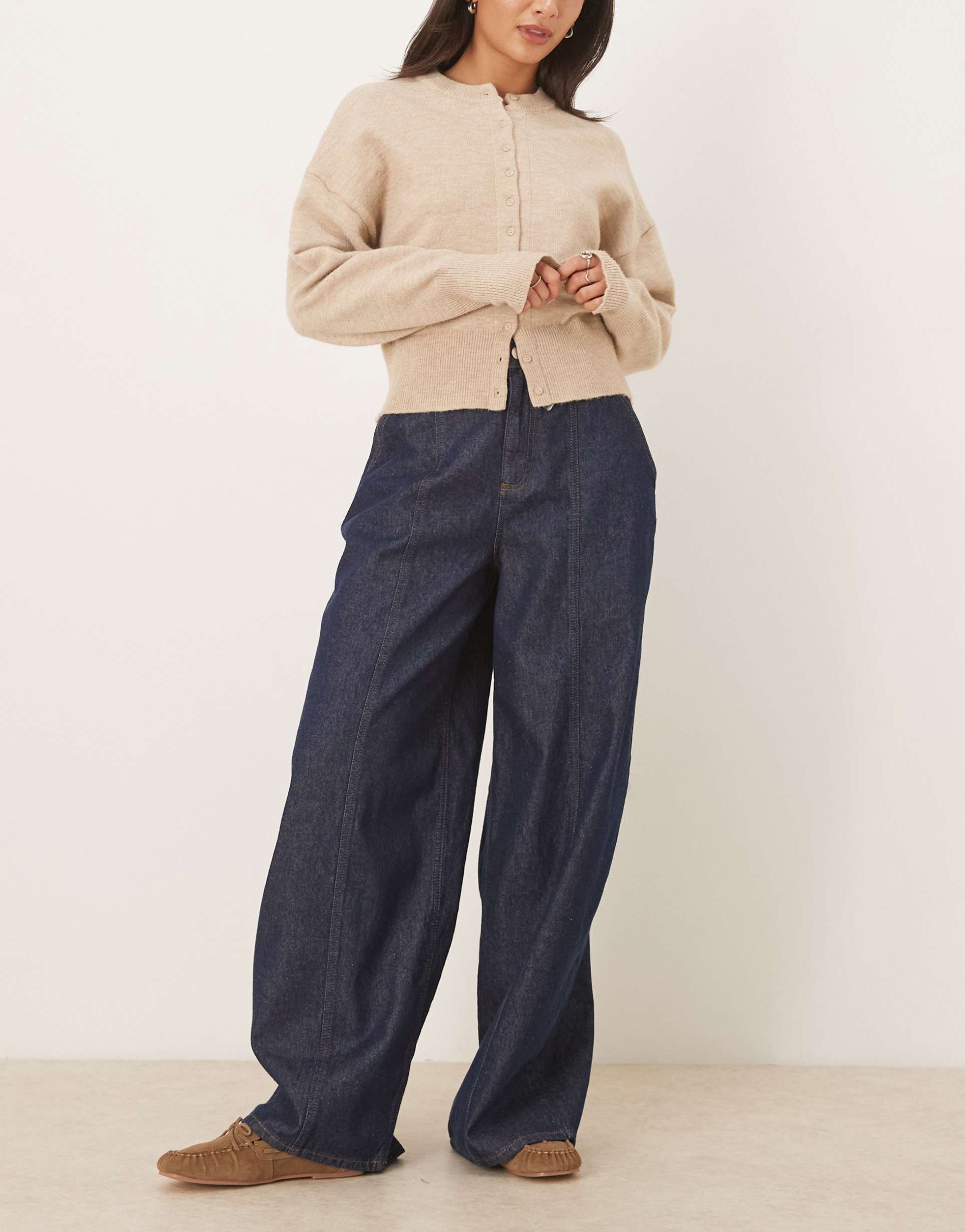 asos design super high waisted balloon jeans in indigo