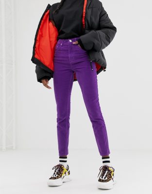 purple high waisted jeans
