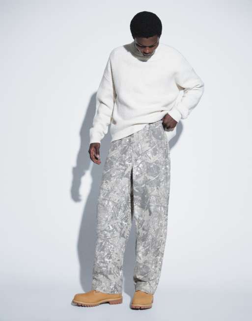 ASOS DESIGN super knit wool blend ribbed sweater in oatmeal heather, 4 of 5