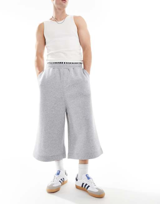 FhyzicsShops DESIGN super long length shorts in grey marl