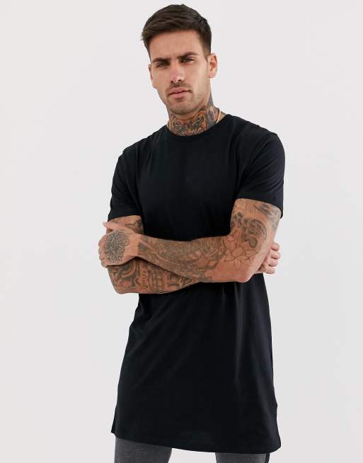 ASOS Super Longline T-shirt With Extra Long Side Splits And Raw Edges in  Gray for Men