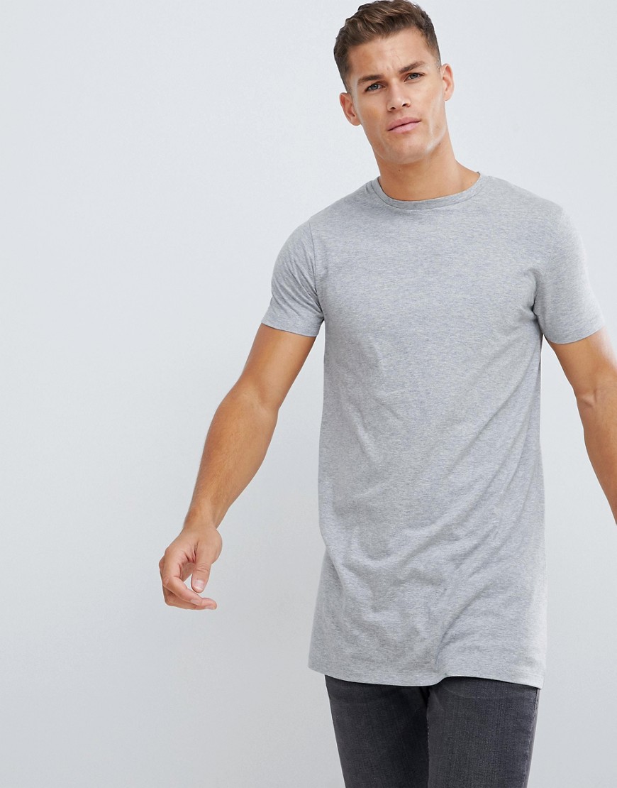 ASOS DESIGN super longline t-shirt with crew neck in grey marl