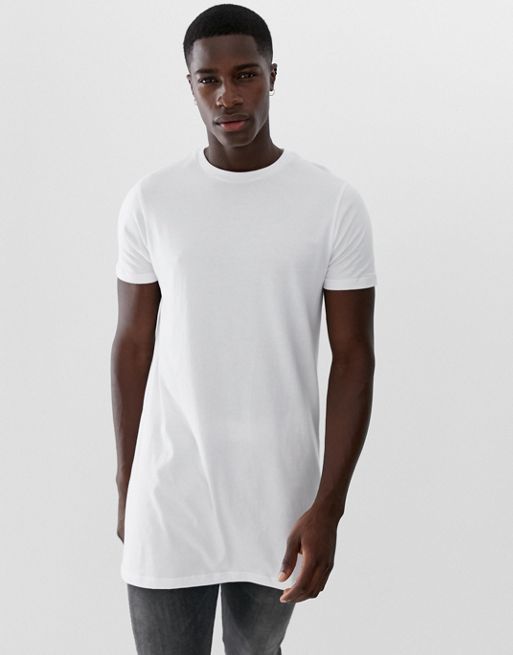 ASOS DESIGN longline t-shirt with crew neck in white