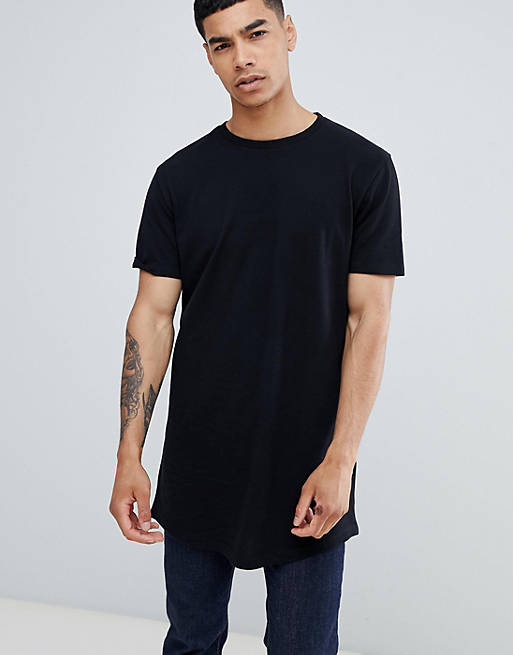 ASOS DESIGN super longline t-shirt with curved hem in pique | ASOS