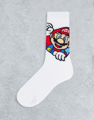 ASOS DESIGN Super Mario socks in white
