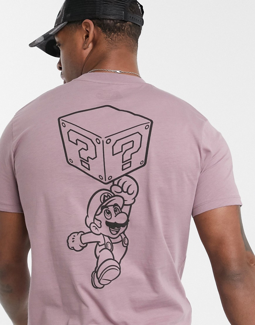 ASOS DESIGN - Super Mario - T-shirt con stampa in rilievo sul retro-Viola